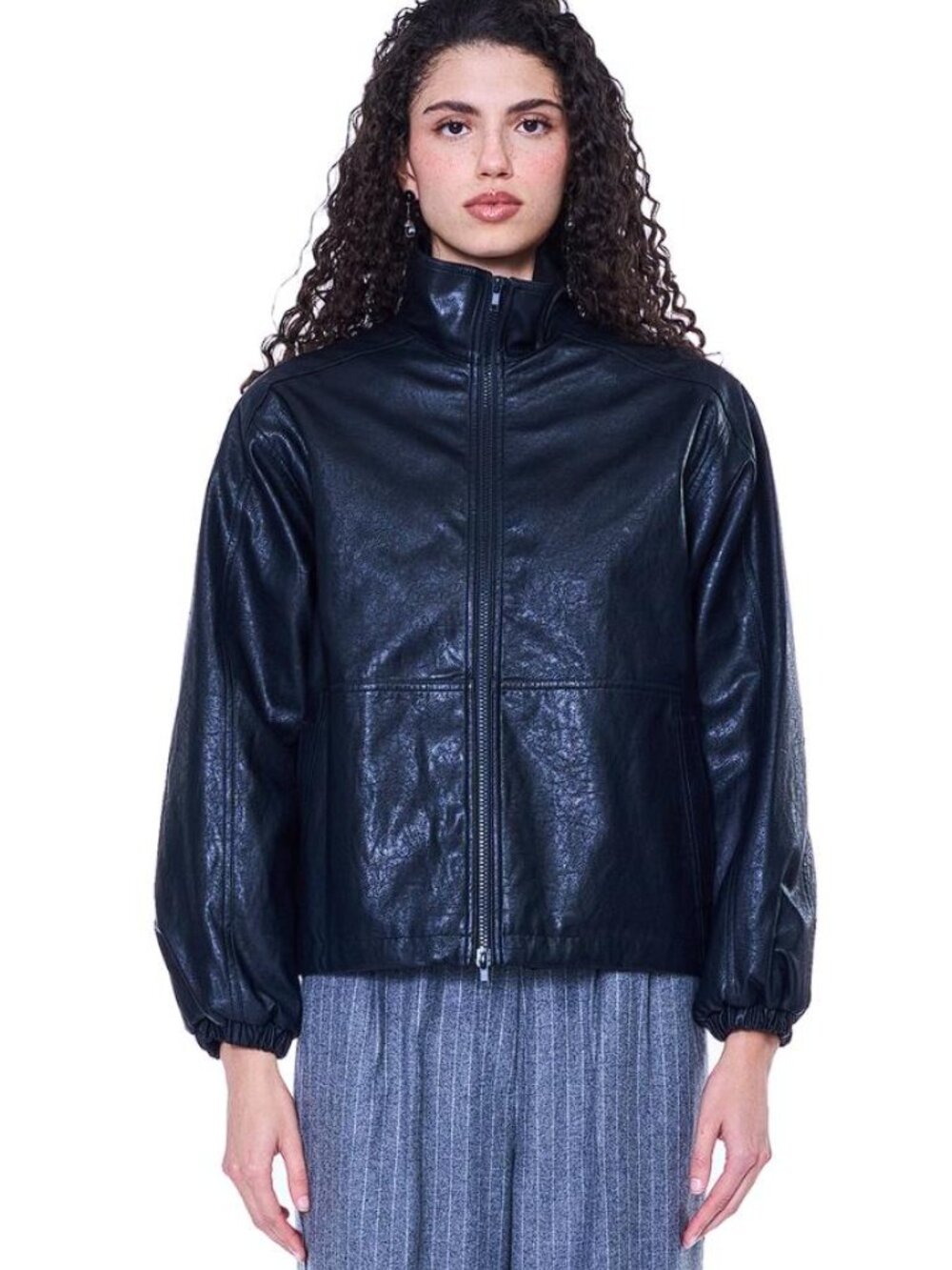 LOW CLASSIC Women's Padded Zip-up Blouson Jacket Size L In Black